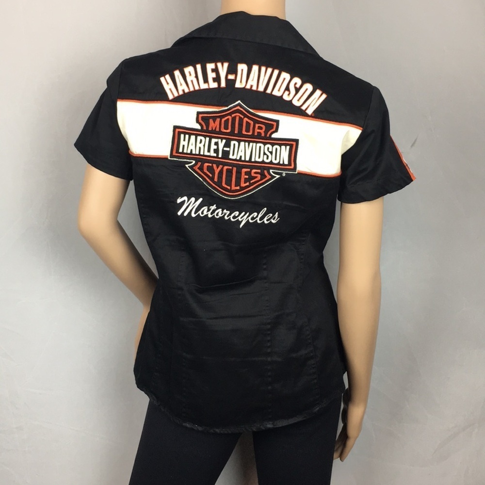 Harley Davidson Zip Up Mechanic Shirt • Small
